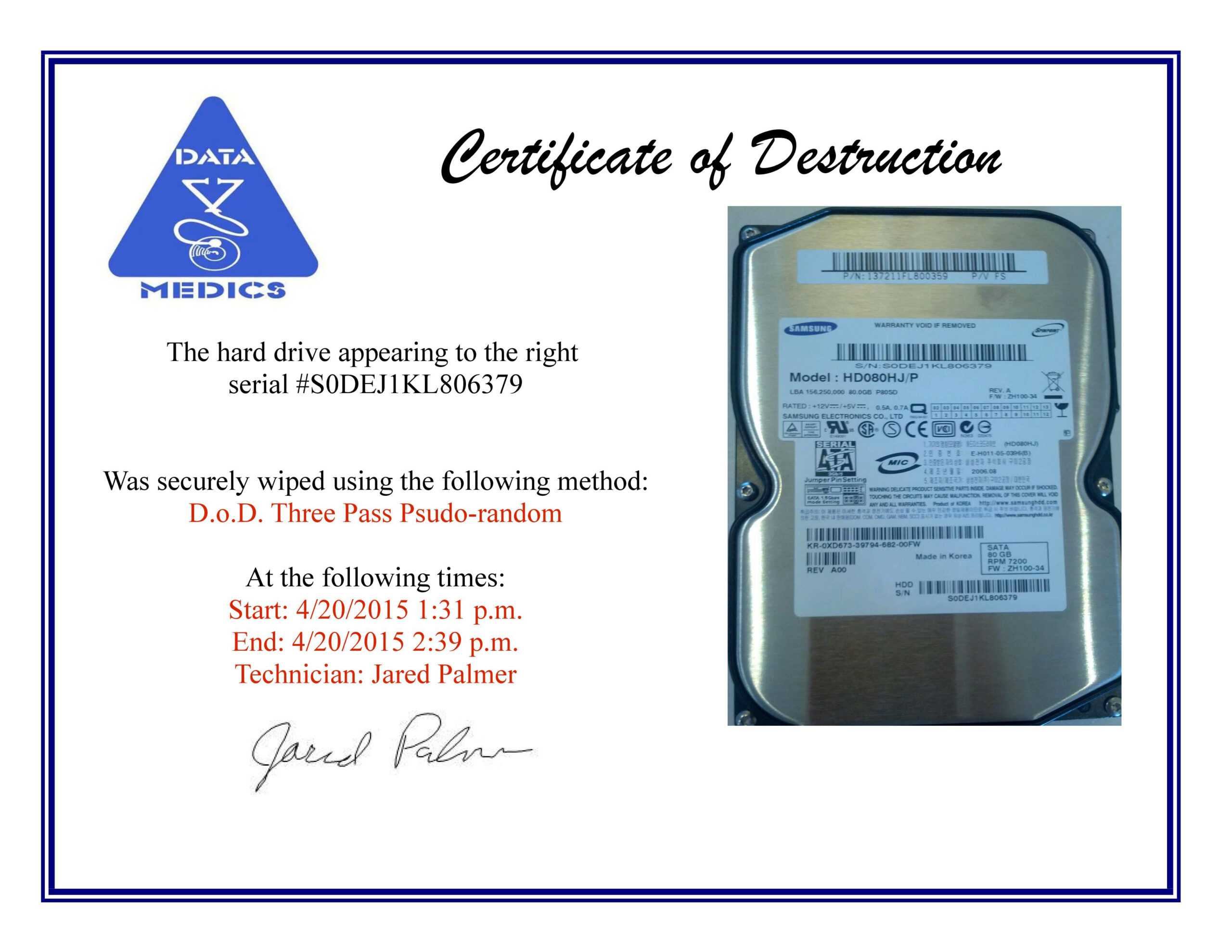 Sample Certificate Of Destruction Form Choice Image Pertaining To Hard Drive Destruction Certificate Template