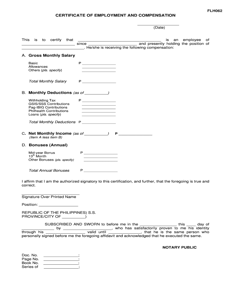 Sample Of Certificate Of Employment With Compensation Within Template Of Certificate Of Employment