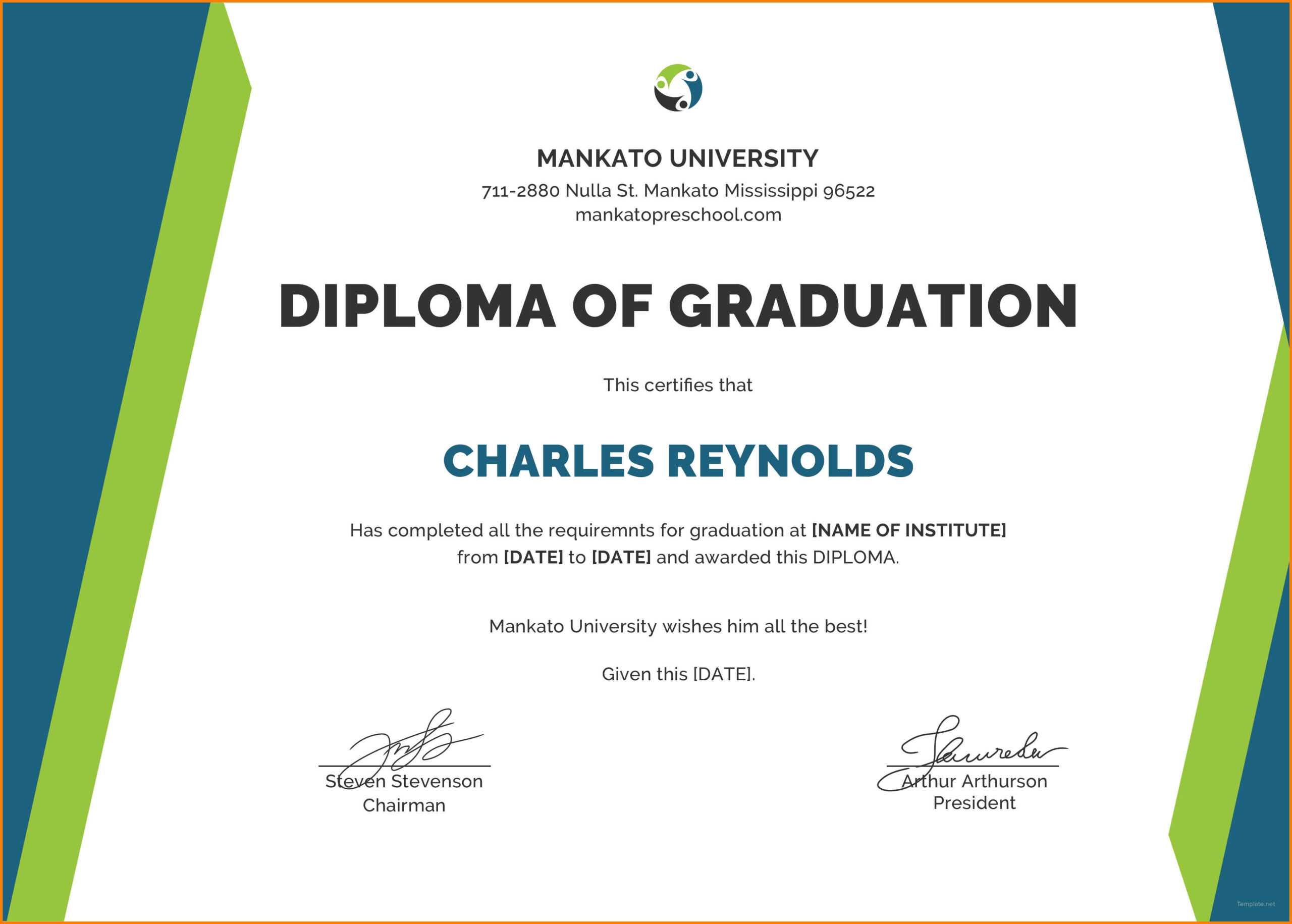 Sample Of Diploma Certificate – Milas.westernscandinavia For University Graduation Certificate Template