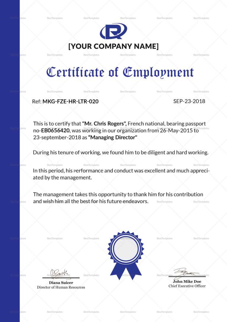 Sample Of Employment Certificate Milas westernscandinavia Inside