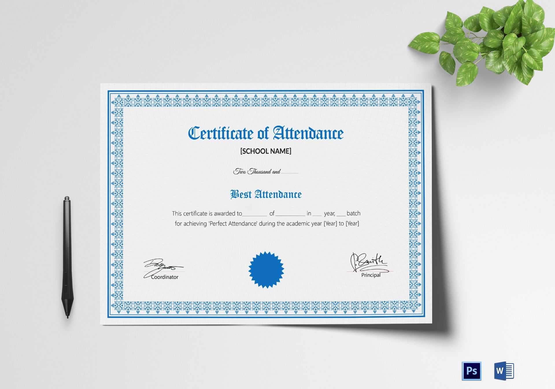 School Attendance Certificate Template With Attendance Certificate Template Word