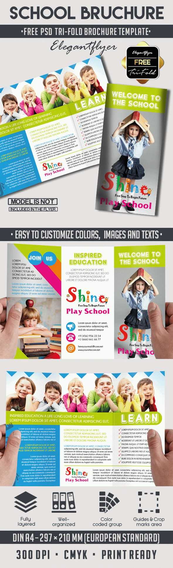 School – Free Psd Tri Fold Psd Brochure Template Inside Play School Brochure Templates