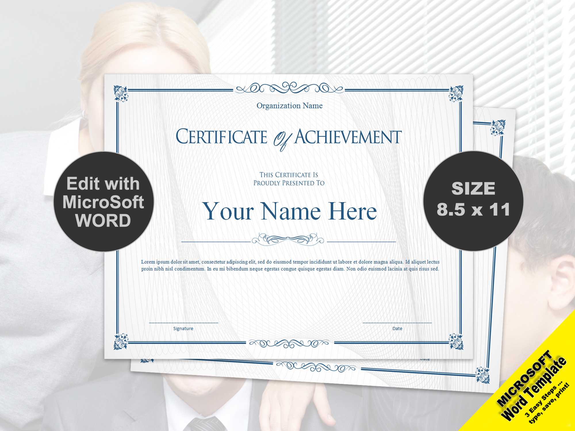 Scroll Certificate Of Achievement Template Digital Download Within Scroll Certificate Templates