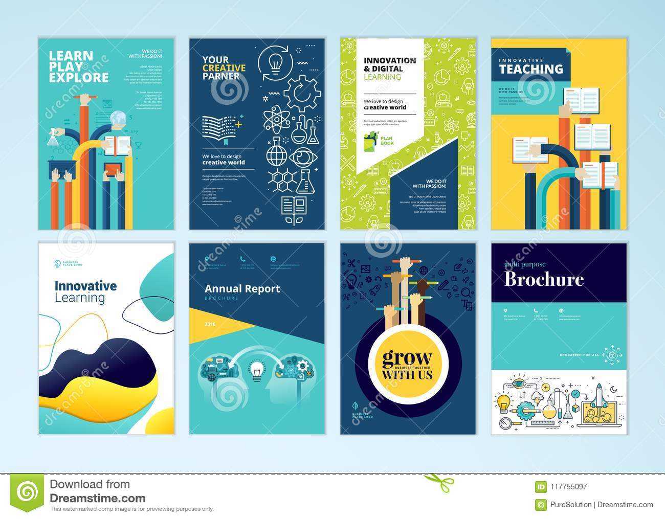 Set Of Brochure Design Templates On The Subject Of Education With Online Free Brochure Design Templates