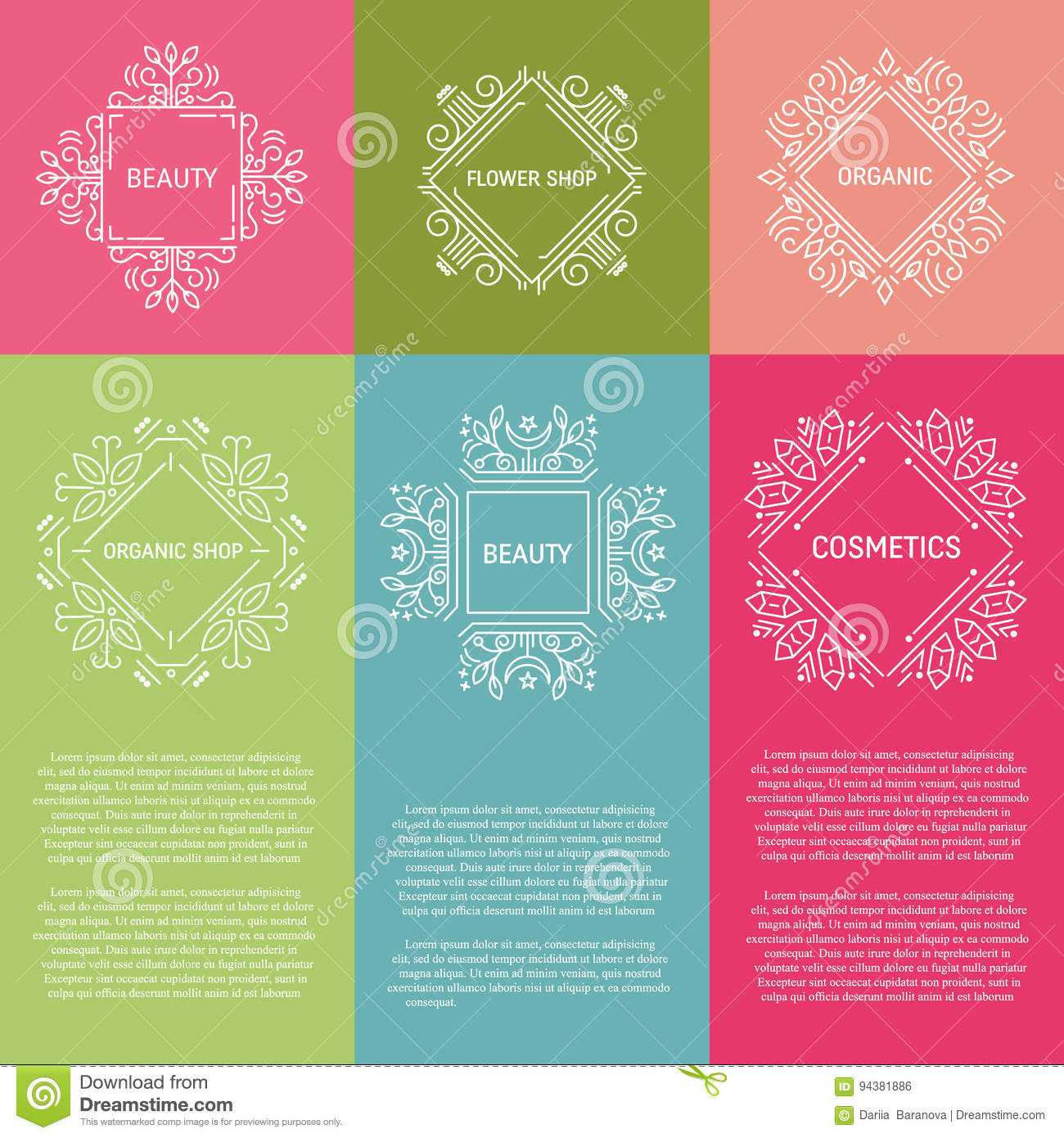 Set Of Flyer With Geometric Emblems Stock Vector Inside Chiropractic Travel Card Template
