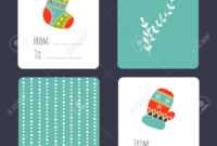 Set Of Winter Small Card Templates. Collection For Christmas.. for Small Greeting Card Template