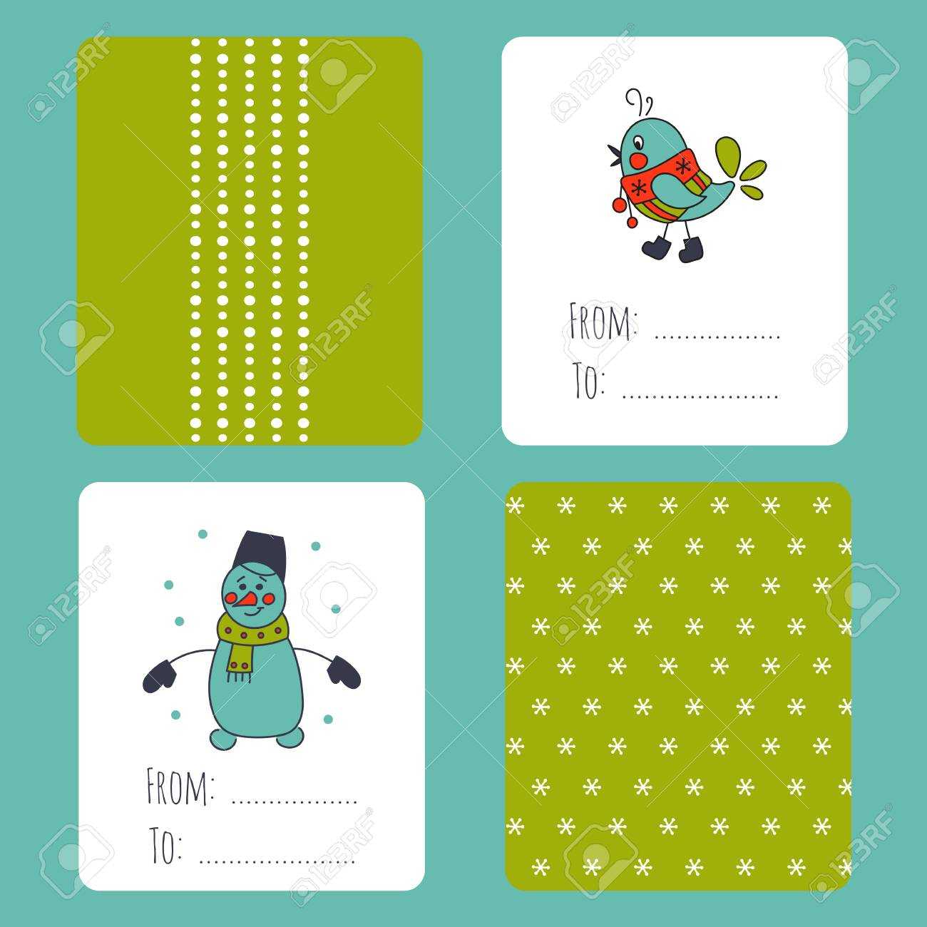 Set Of Winter Small Card Templates. Collection For Christmas.. Regarding Small Greeting Card Template