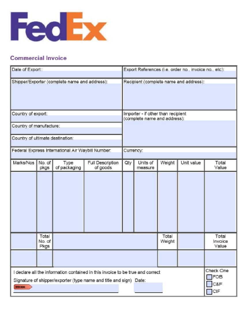 Shipment Invoice – Milas.westernscandinavia In Fedex Brochure Template