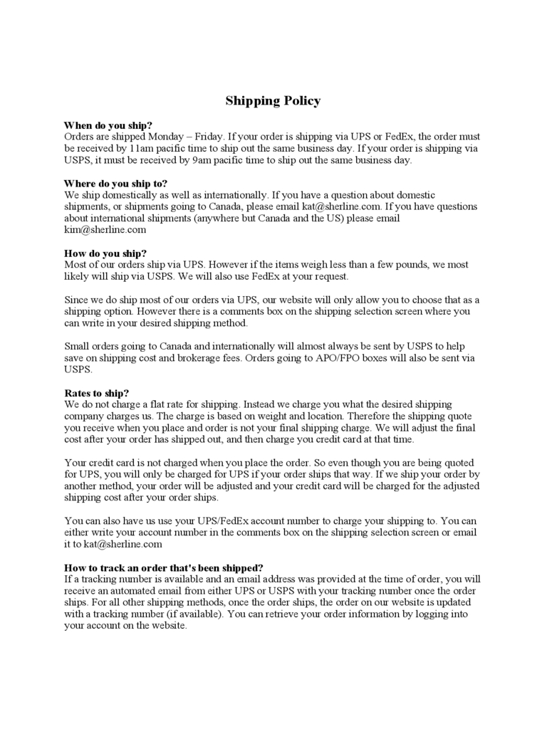 Shipping Policy Template – 3 Free Templates In Pdf, Word In Company Credit Card Policy Template