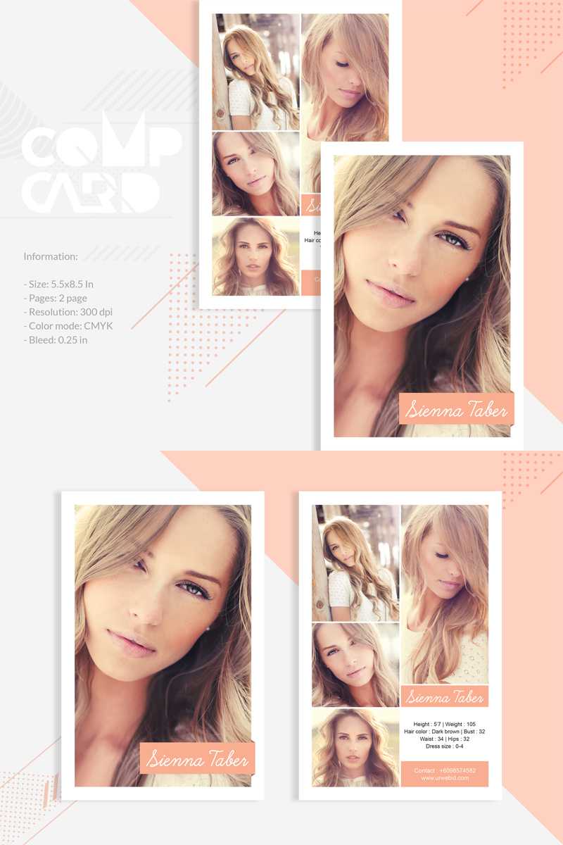 Sienna Taber – Modeling Comp Card Corporate Identity Template With Zed Card Template