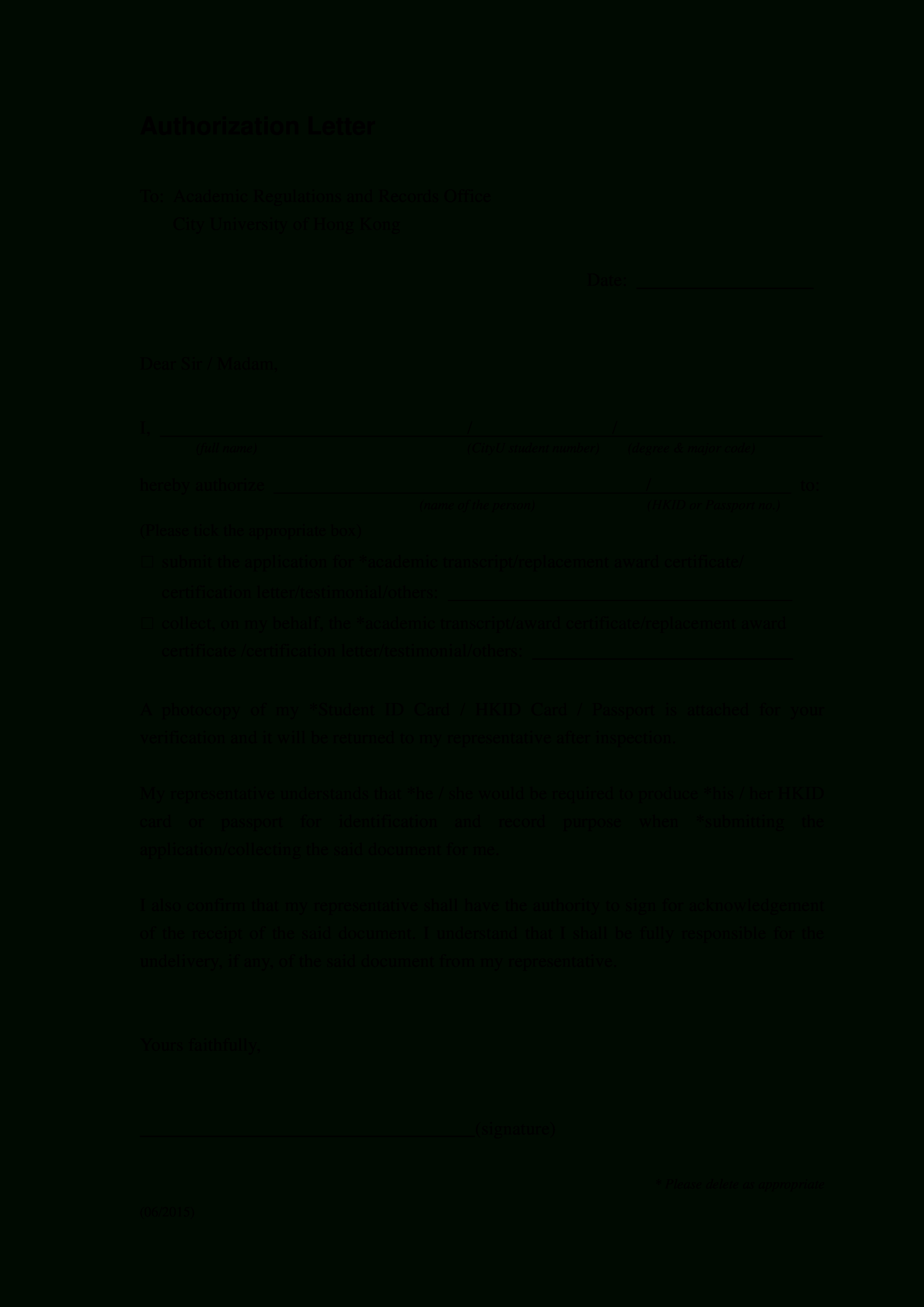 Simple Authorization Letter For Certificate | Templates At Pertaining To Certificate Of Authorization Template