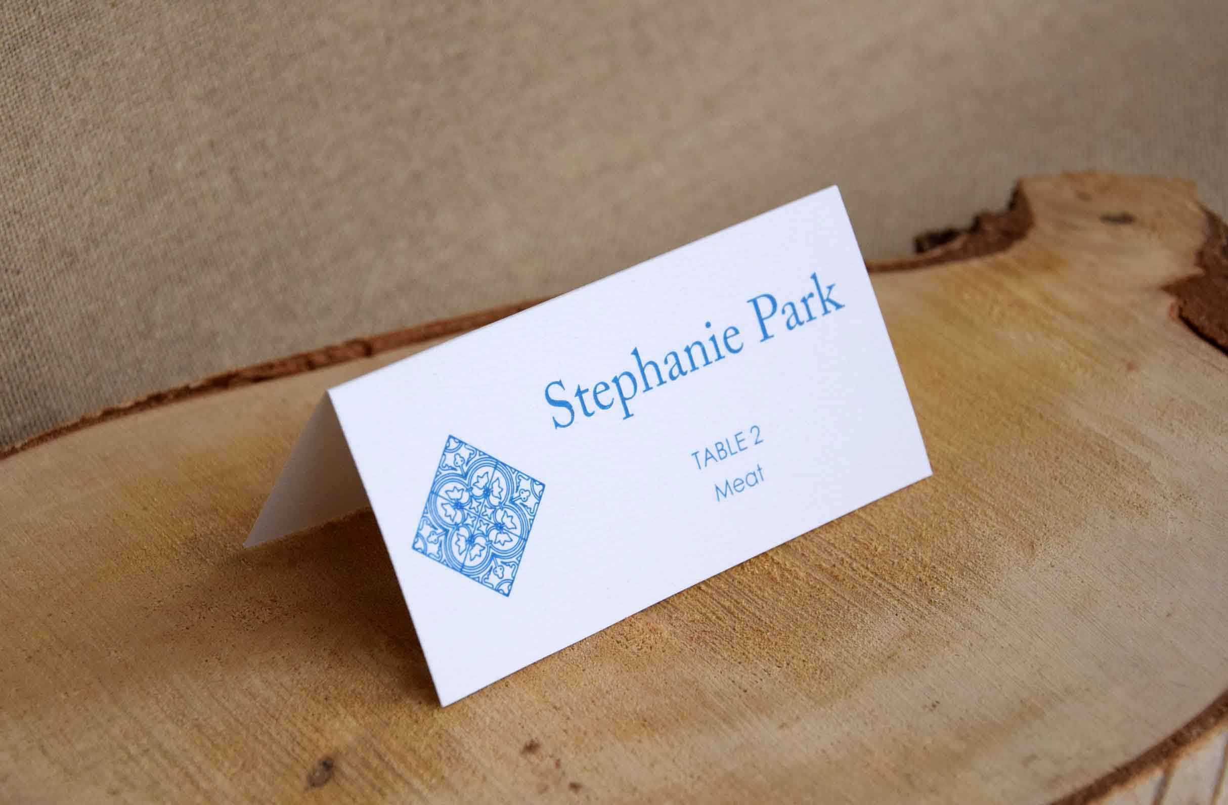 Simple Blue Tile Place Cards For Paper Source Templates Place Cards