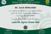 Six Sigma Black Belt Certificate Template Free Design Green throughout Green Belt Certificate Template