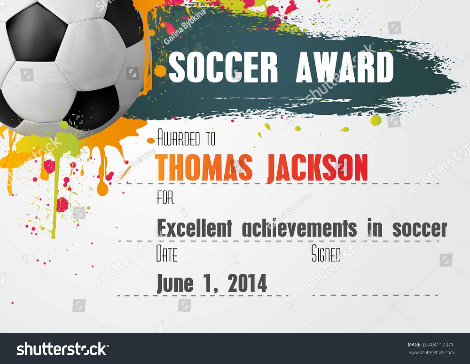 Soccer Certificate Template Football Ball Icon Stock Vector Inside Soccer Award Certificate Template