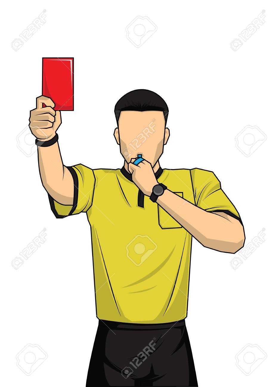 Soccer Referee Showing Red Card. Referee On Football Match Showing.. With Soccer Referee Game Card Template