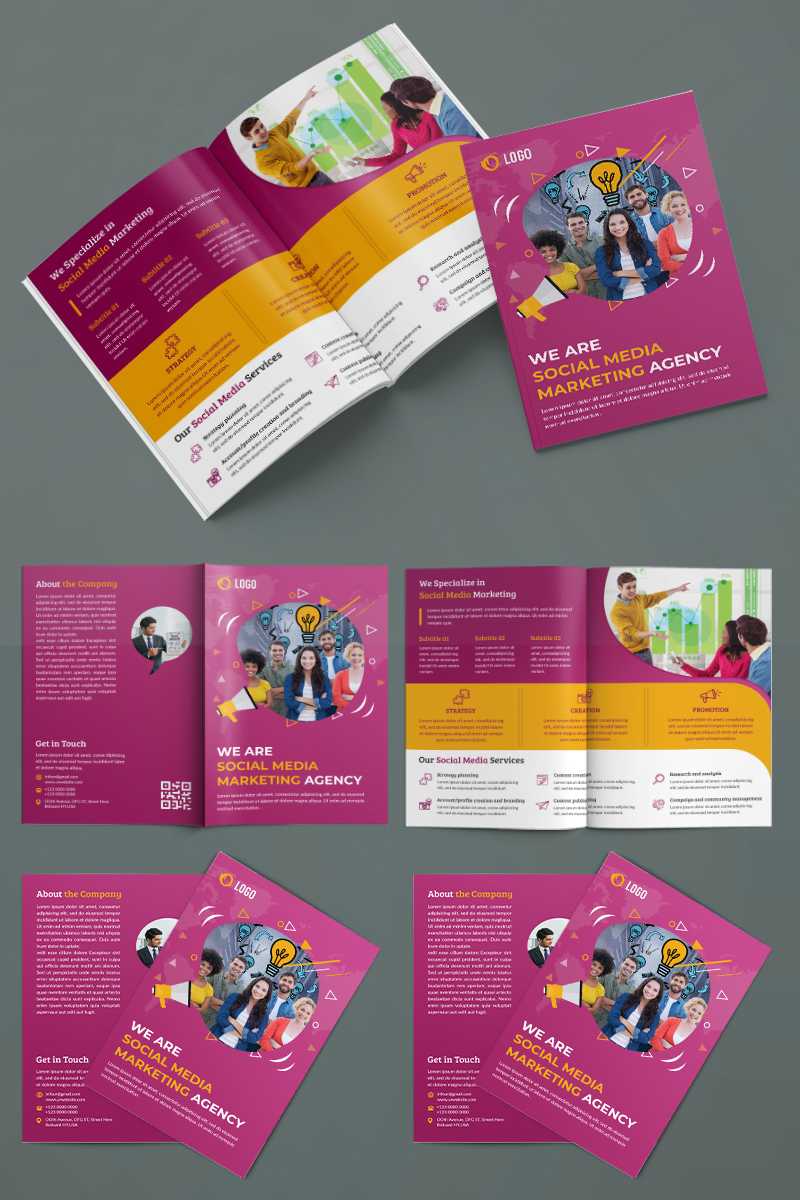 Social Media Marketing Bifold Brochure Corporate Identity Template With Social Media Brochure Template