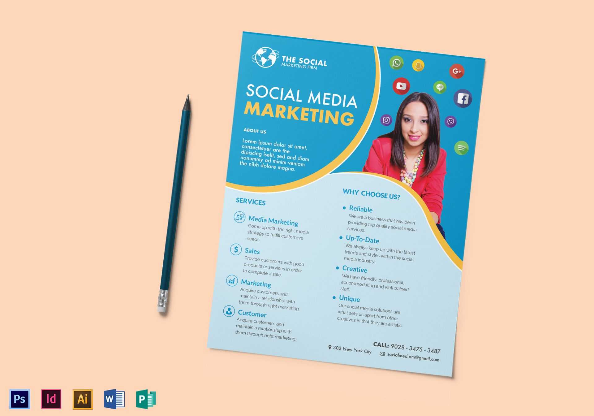 Social Media Marketing Flyer Template In Social Media Brochure Template