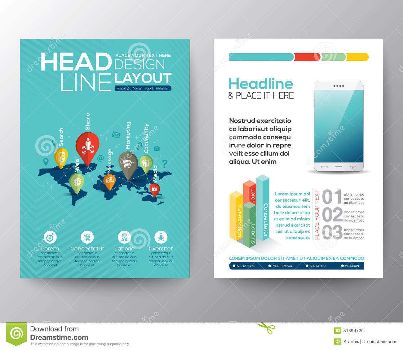 Social Network Concept Brochure Flyer Design Layout Template Regarding Social Media Brochure Template