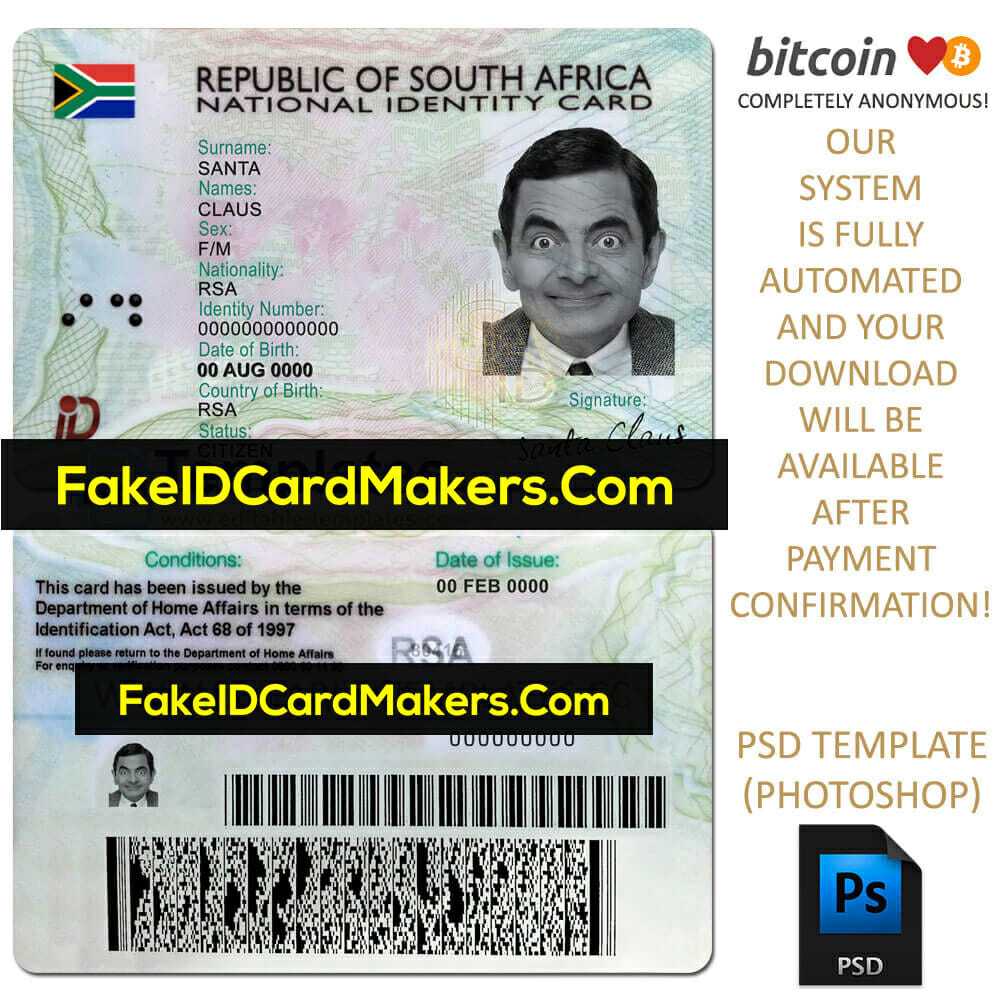 South Africa Id Card Template Psd Editable Fake Download Intended For Social Security Card Template Psd