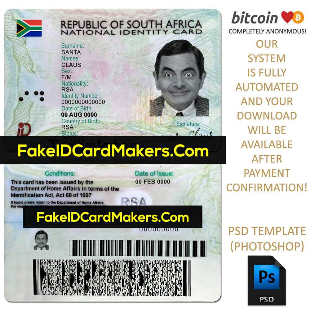 South Africa Id Card Template Psd Editable Fake Download With Florida Id Card Template