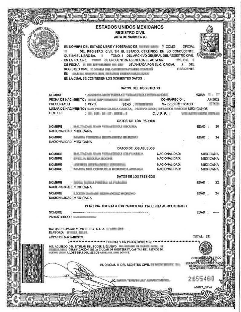 Spanish Birth Certificate Translation | Burg Translations Regarding Uscis Birth Certificate Translation Template