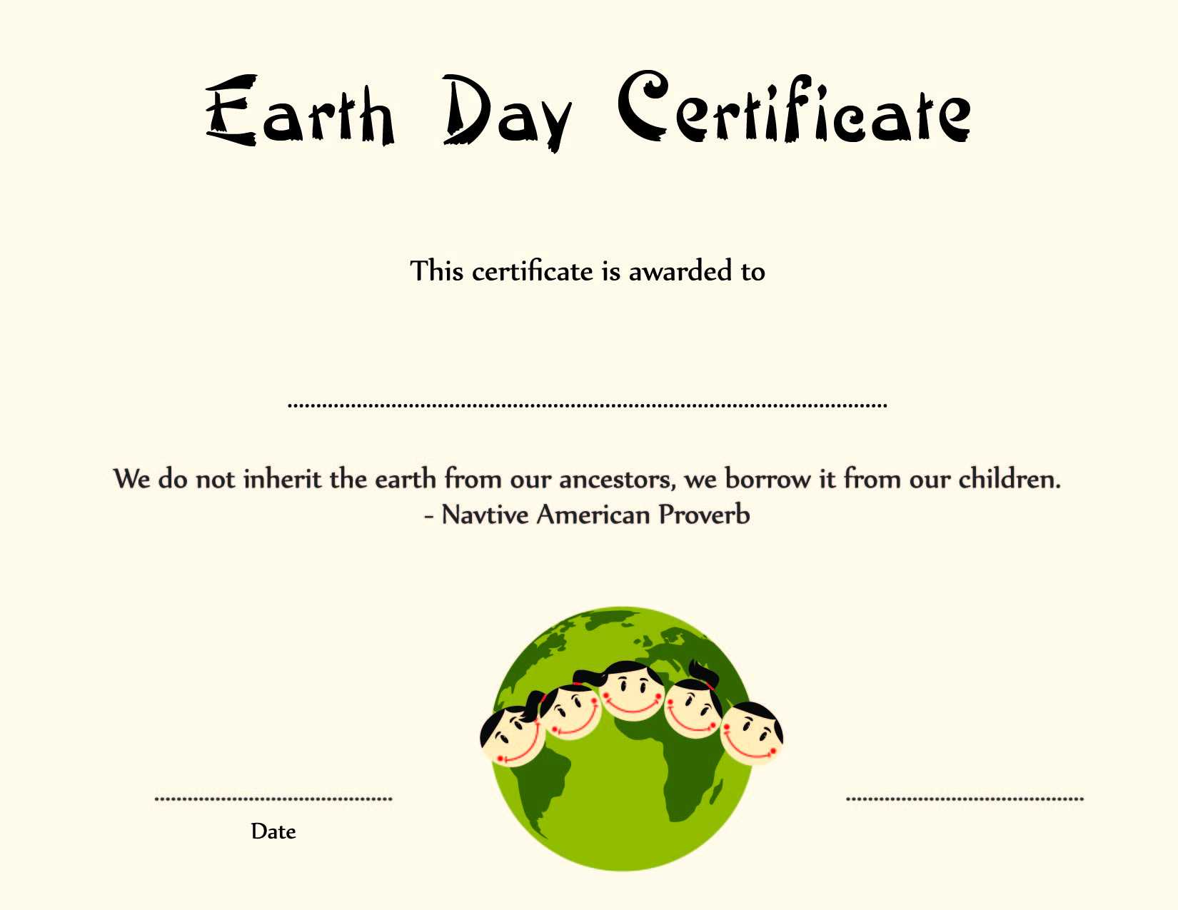 Special Certificates – Kids Earth Day Certificate Template Intended For Player Of The Day Certificate Template