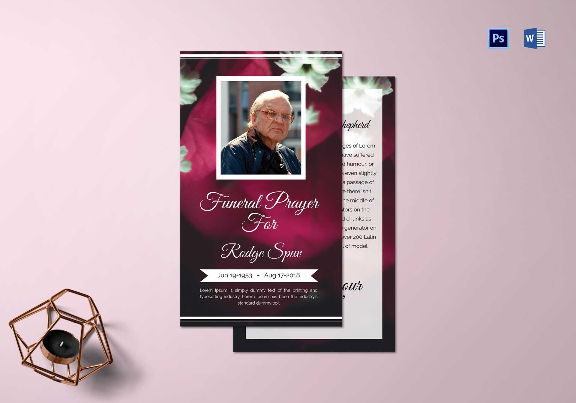 Special Funeral Prayer Card Template For Memorial Card Template Word