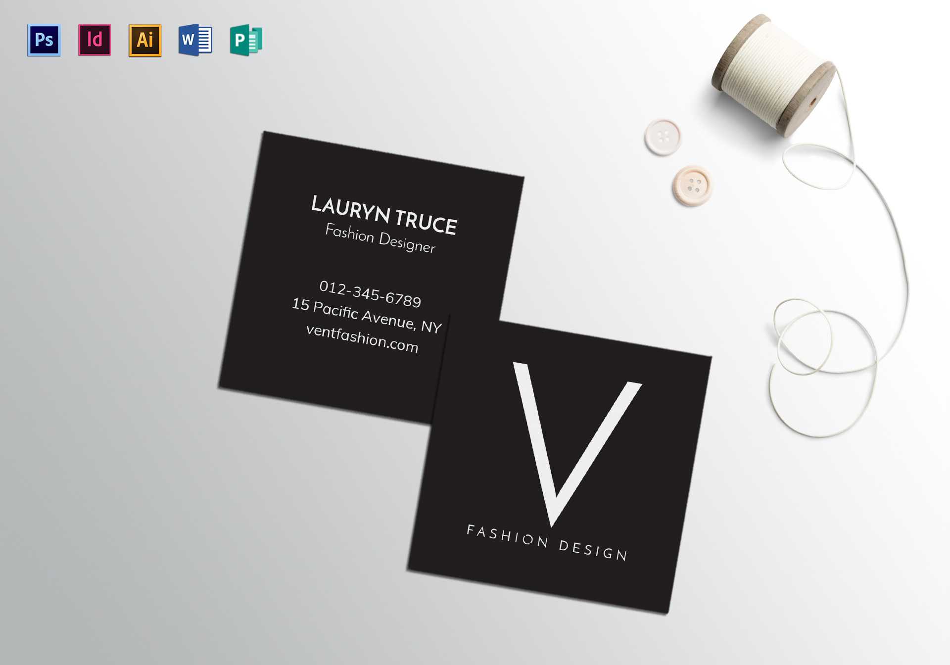 Square Minimal Business Card Template In Front And Back Business Card Template Word