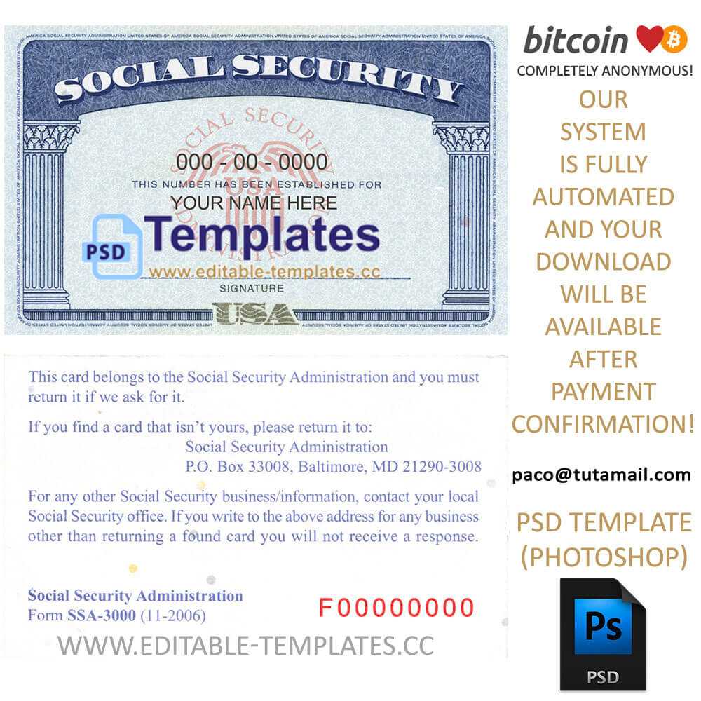 Ssn Usa Social Security Number Template In Social Security Card Template Psd