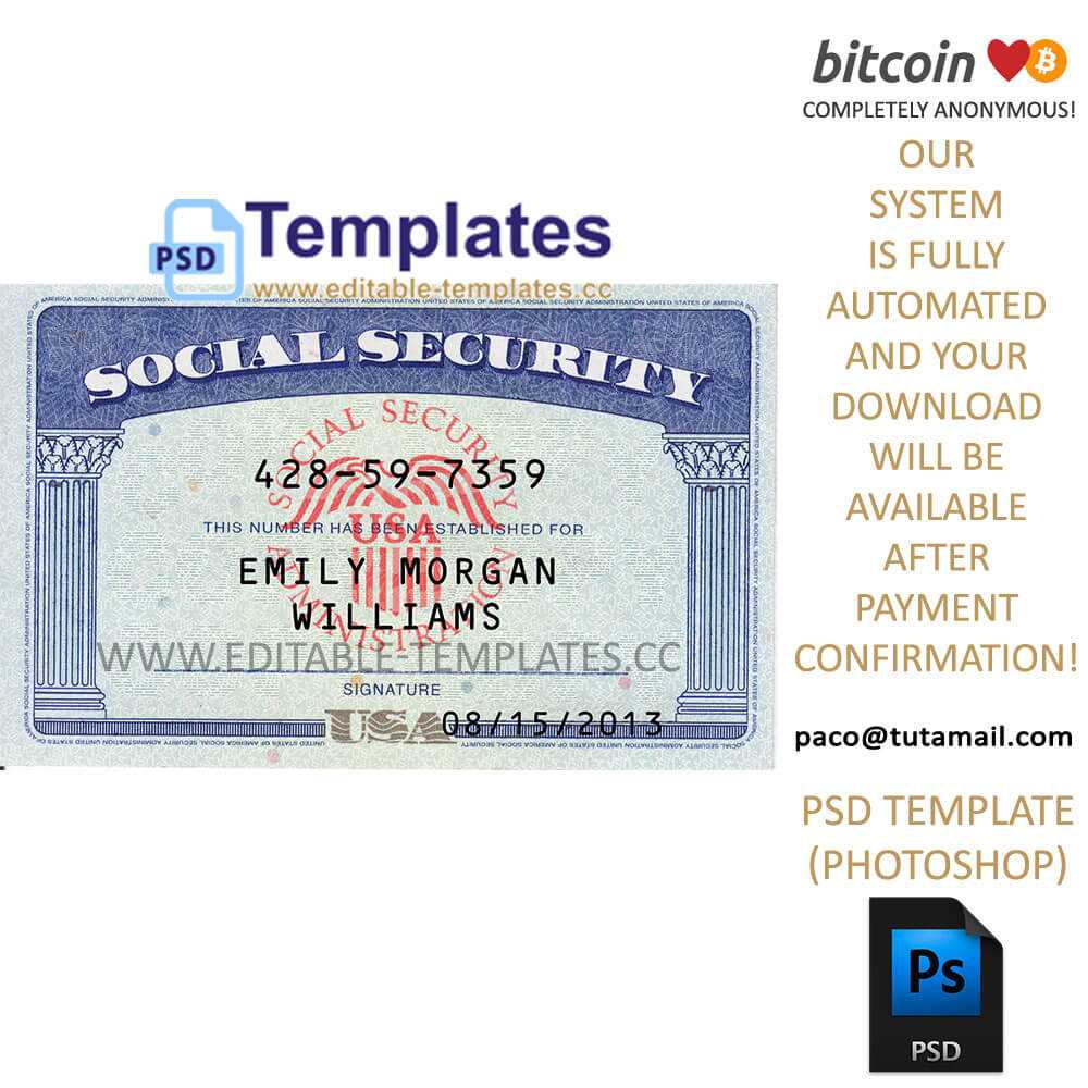 Ssn Usa Social Security Number Template With Social Security Card Template Free