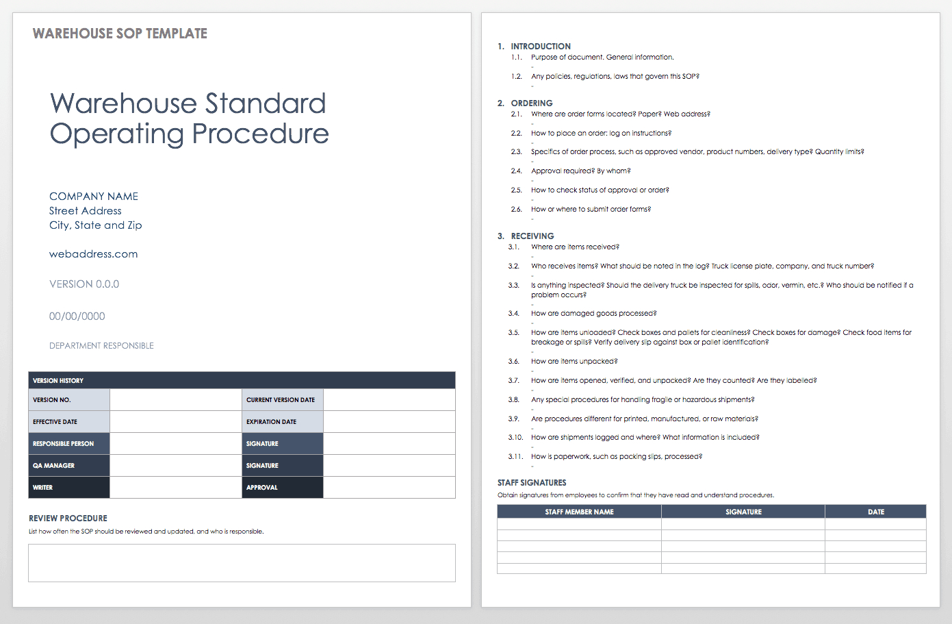 Standard Operating Procedures Templates | Smartsheet With Osha 10 Card Template