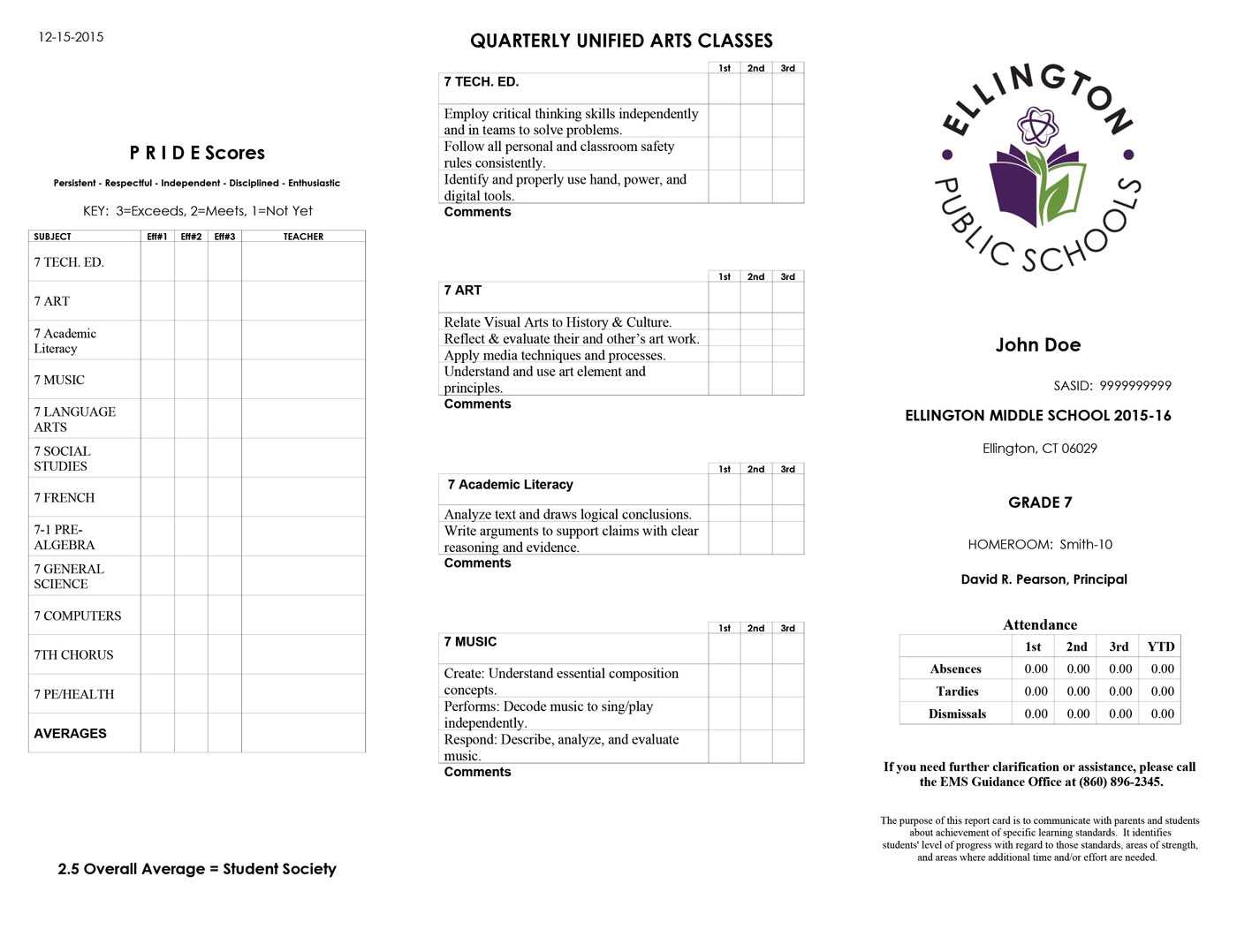 Standards Based Report Cards | Rediker Success Story Intended For Report Card Template Middle School