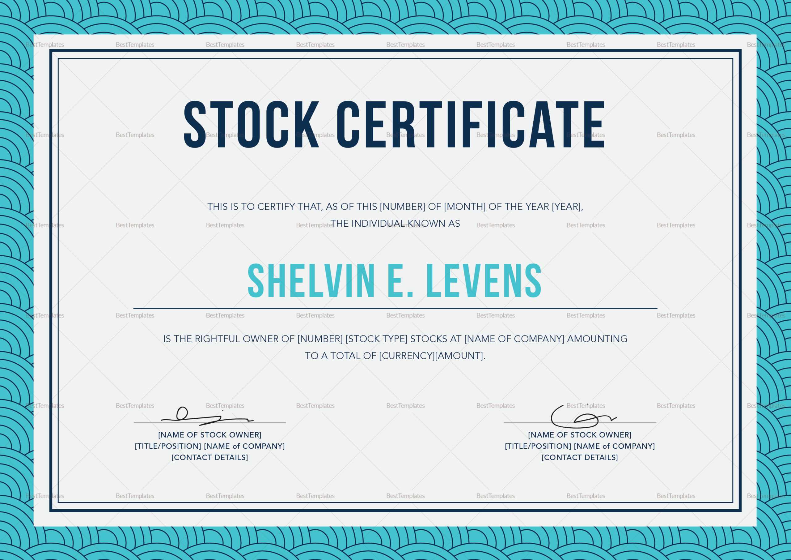 Stock Certificate Template With Regard To Corporate Share Certificate Template
