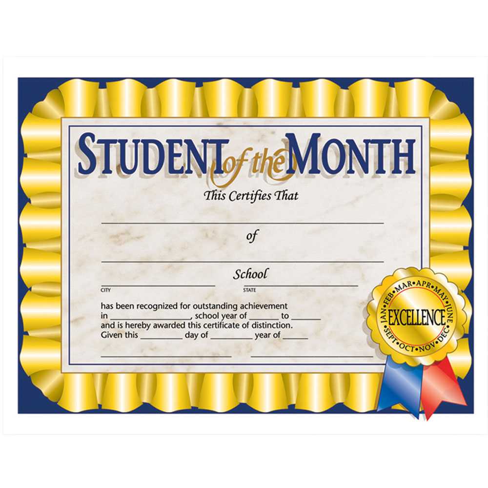 Student Of The Month 30/pk 8.5 X 11 Certificates Throughout Hayes Certificate Templates