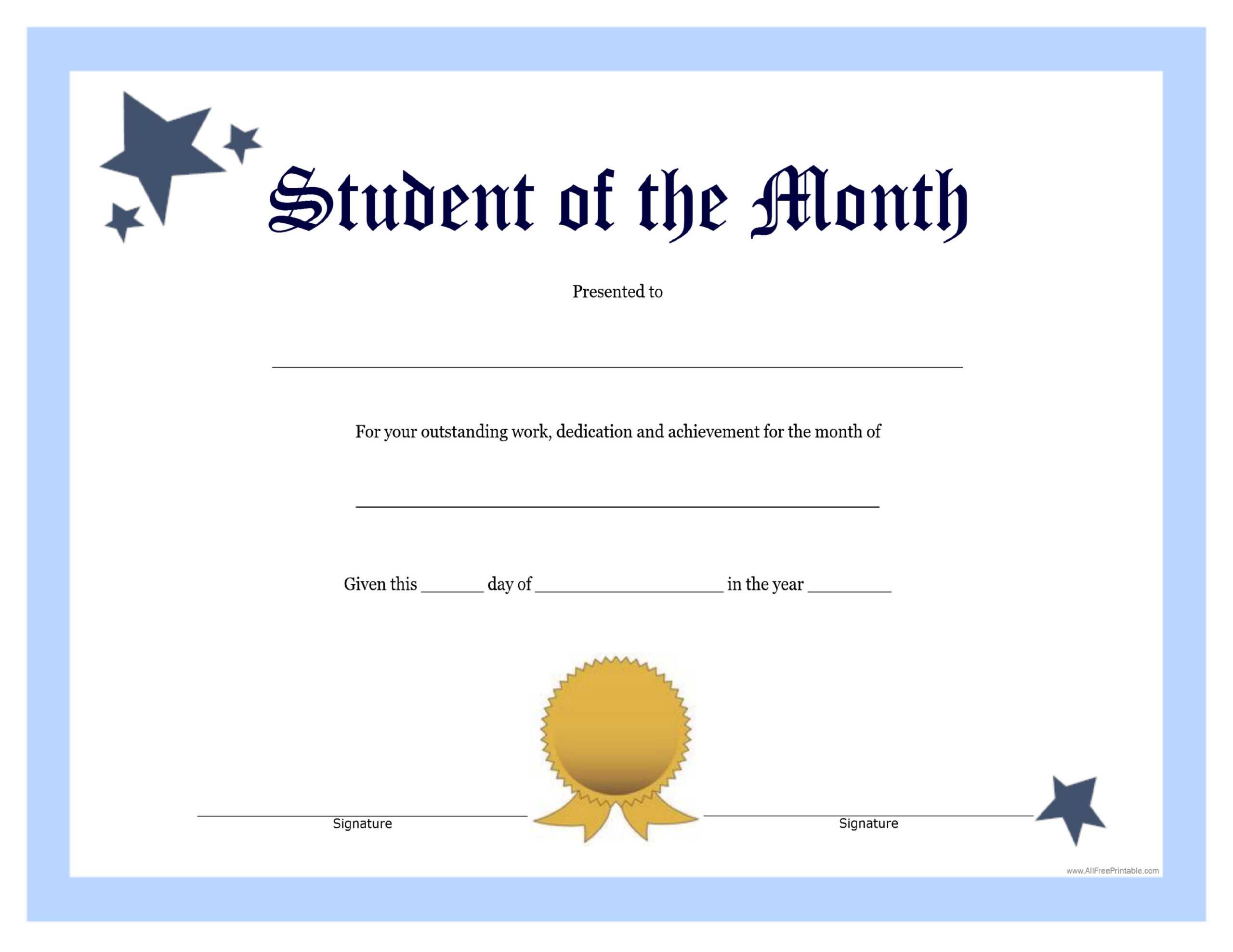 Student Of The Month Template | Asouthernbellein Regarding Free Printable Student Of The Month Certificate Templates