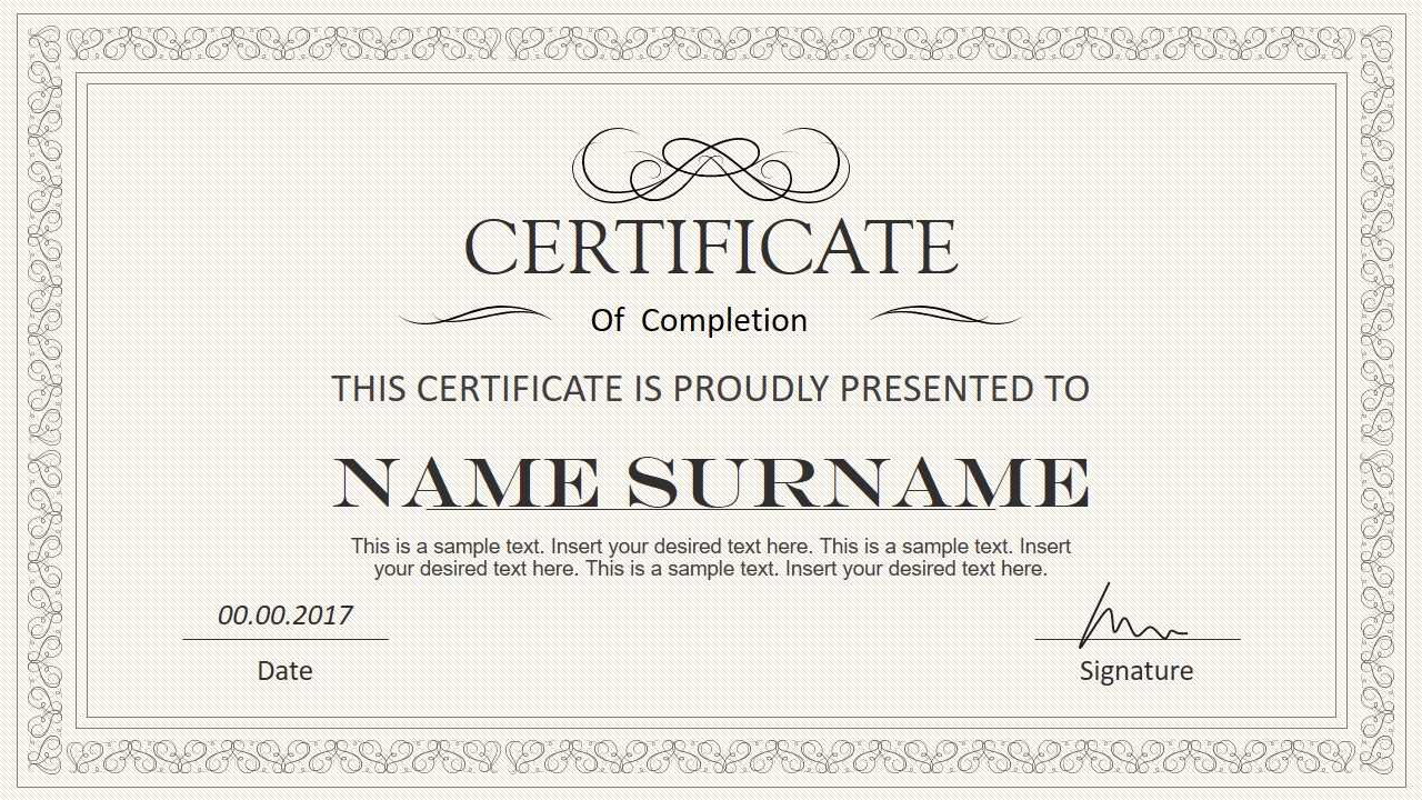 Stylish Certificate Powerpoint Templates Inside Template For Certificate Of Award