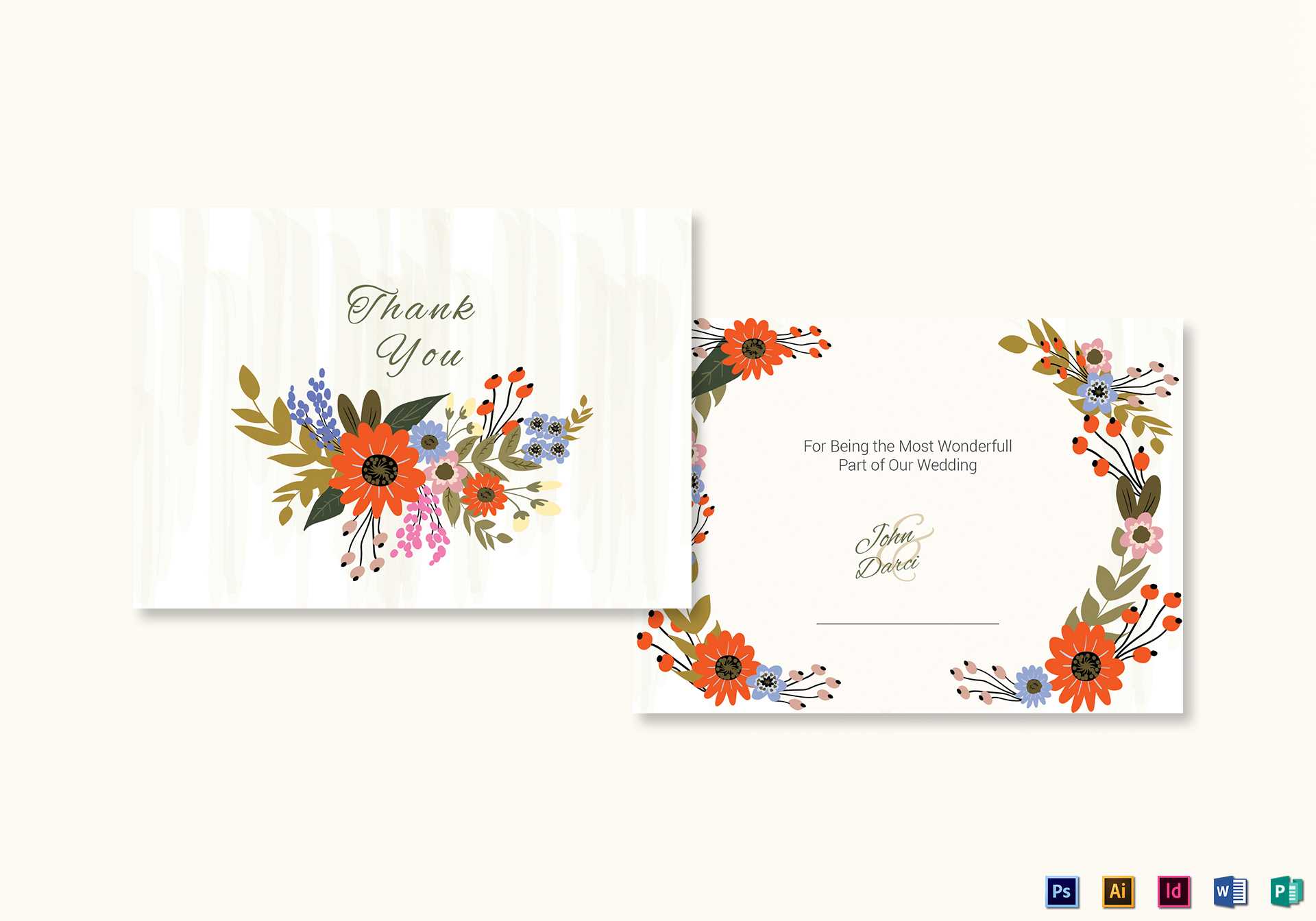 Summer Floral Thank You Card Template Throughout Thank You Card Template Word