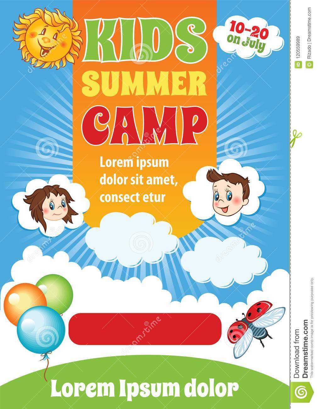 Summer Kid Camp Template Stock Vector. Illustration Of For Summer Camp Brochure Template Free Download