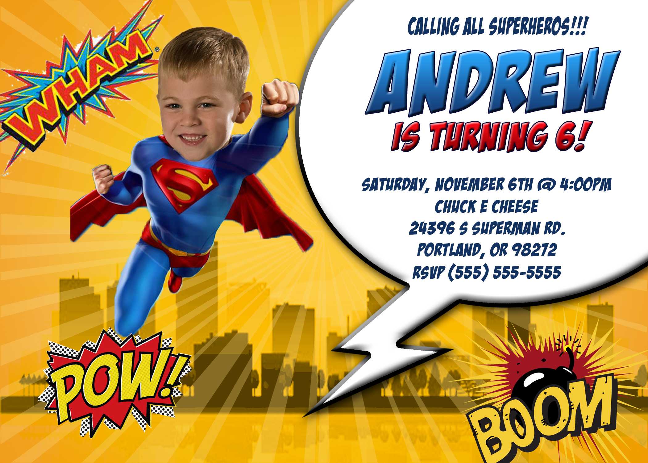 Superman Birthday Invitations | Kustom Kreations Intended For Superman Birthday Card Template