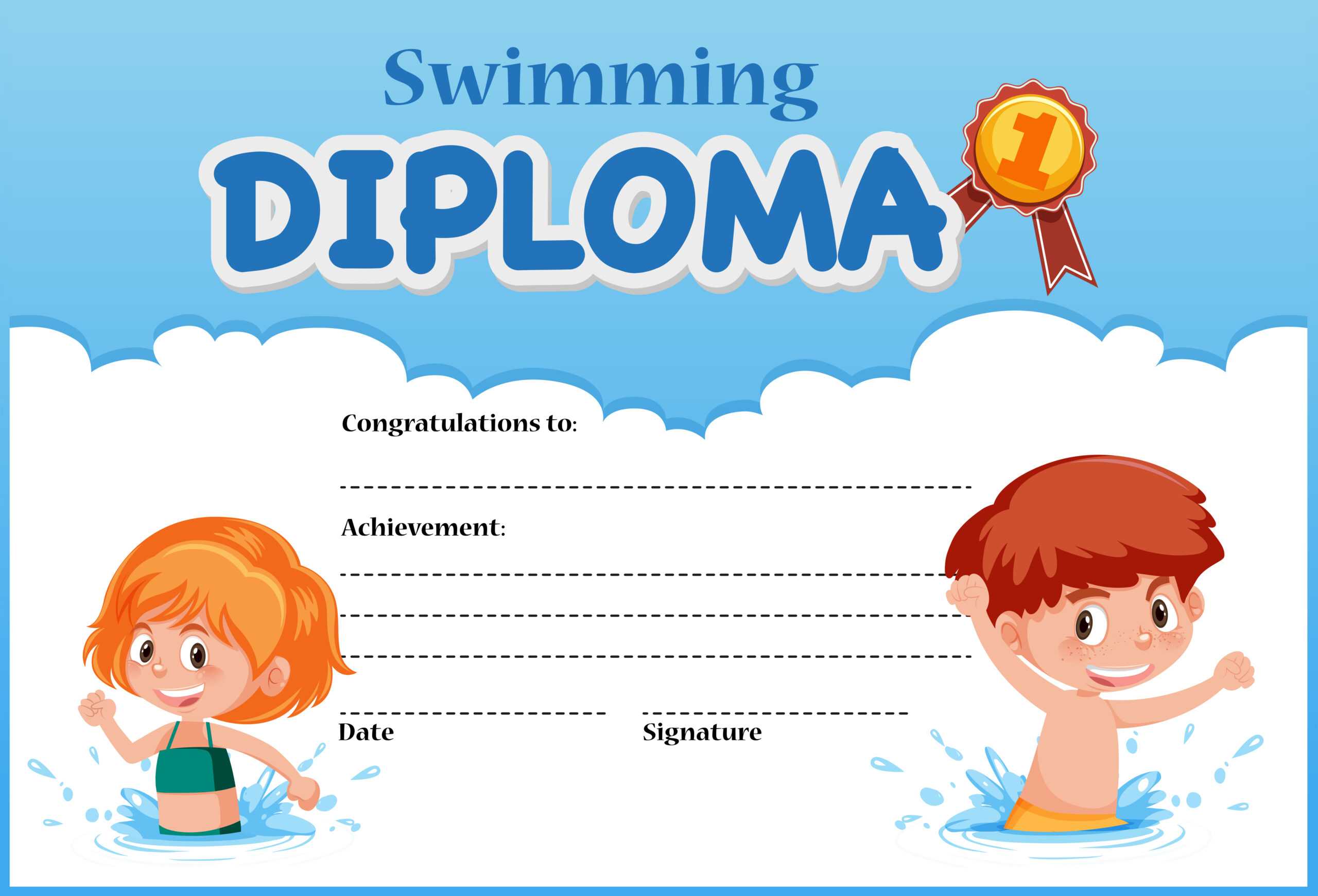 Swimming Certificate Free Vector Art – (9 Free Downloads) With Regard To Swimming Award Certificate Template