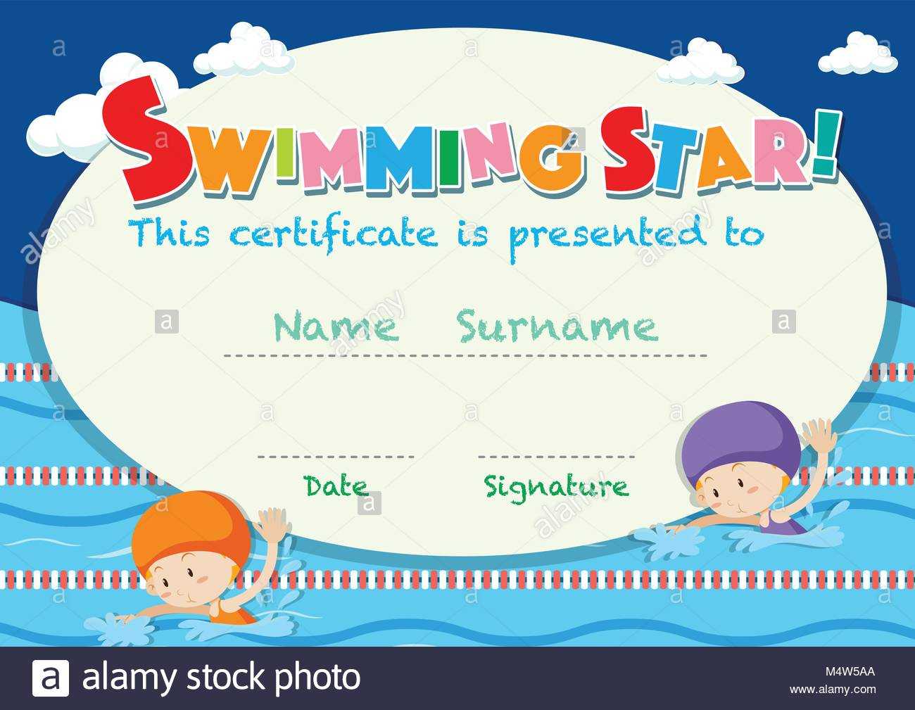 Swimming Certificate Stock Photos & Swimming Certificate With Free Swimming Certificate Templates
