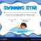 Swimming Star Certification Template With Swimmer Inside Star Of The Week Certificate Template