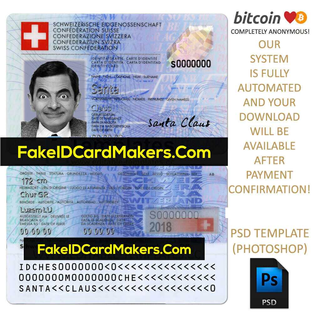 Switzerland Id Card Template Psd Editable Fake Download For Blank Social Security Card Template