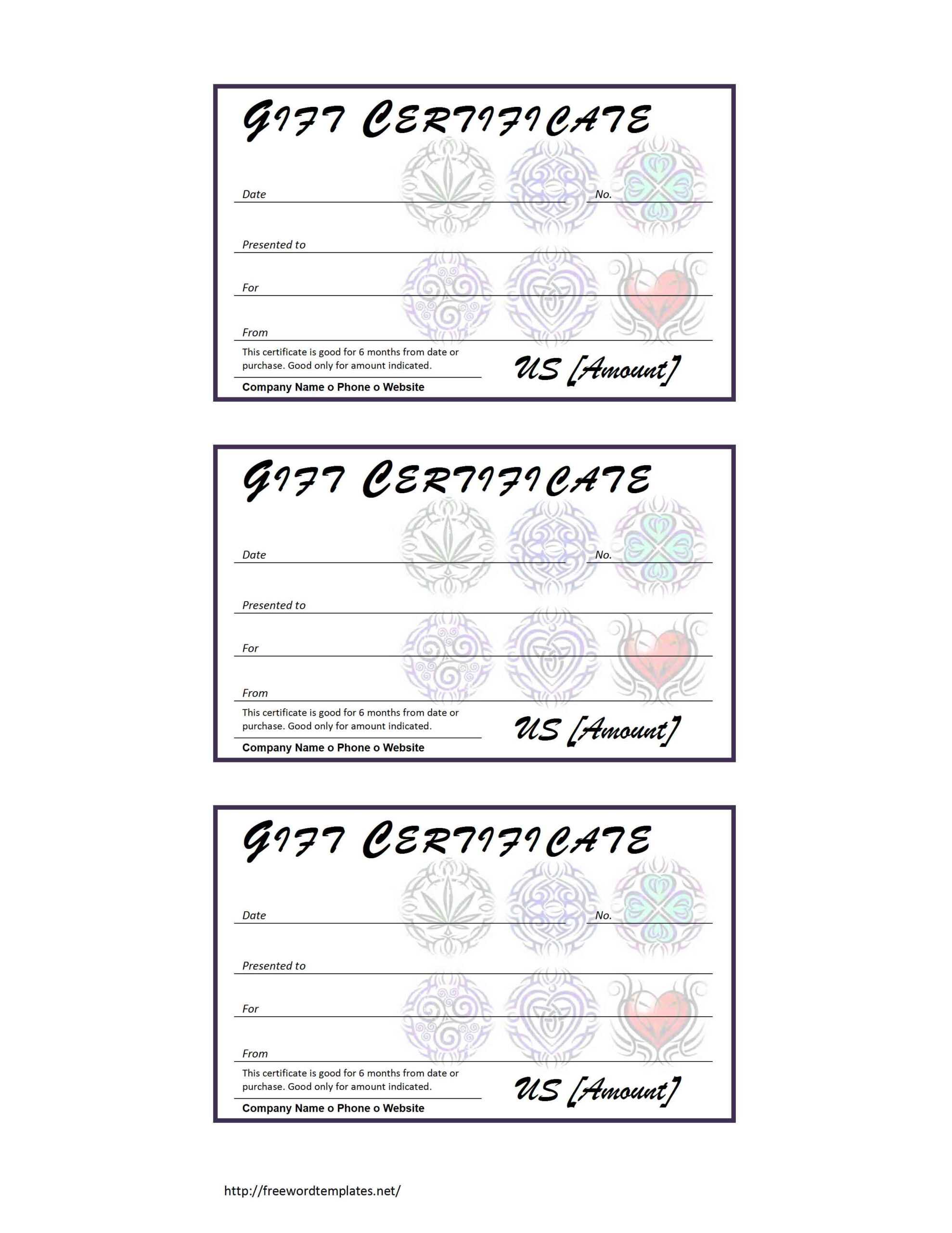 Tattoo Gift Certificate Template Regarding Tattoo Gift Certificate Template