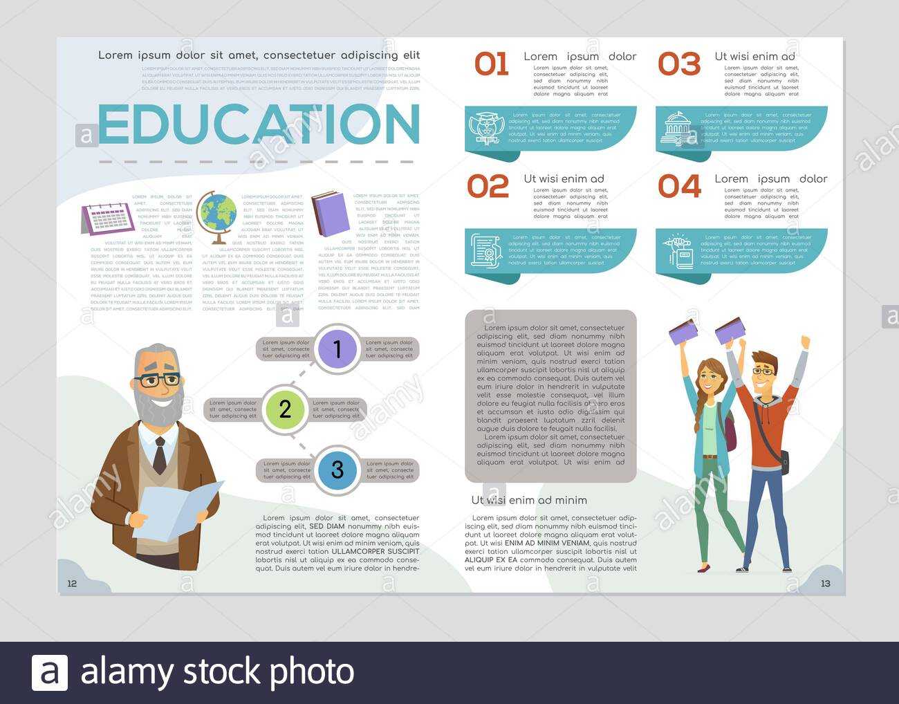 Teacher And Students – Colorful Vector Brochure Template For Student Brochure Template