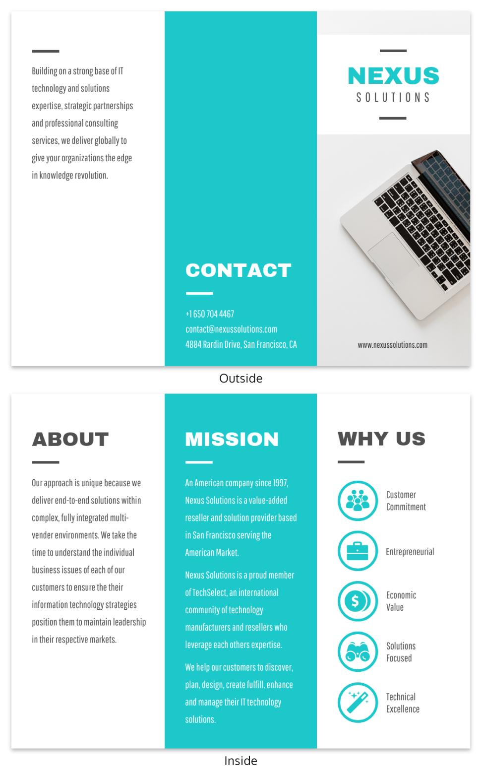 Technology Tri Fold Brochure Template With Three Panel Brochure Template