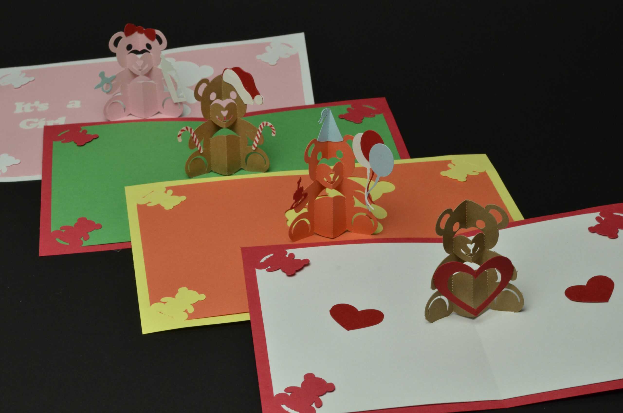 Teddy Bear Pop Up Card: Valentines Day, Birthday, Christmas Intended For Teddy Bear Pop Up Card Template Free