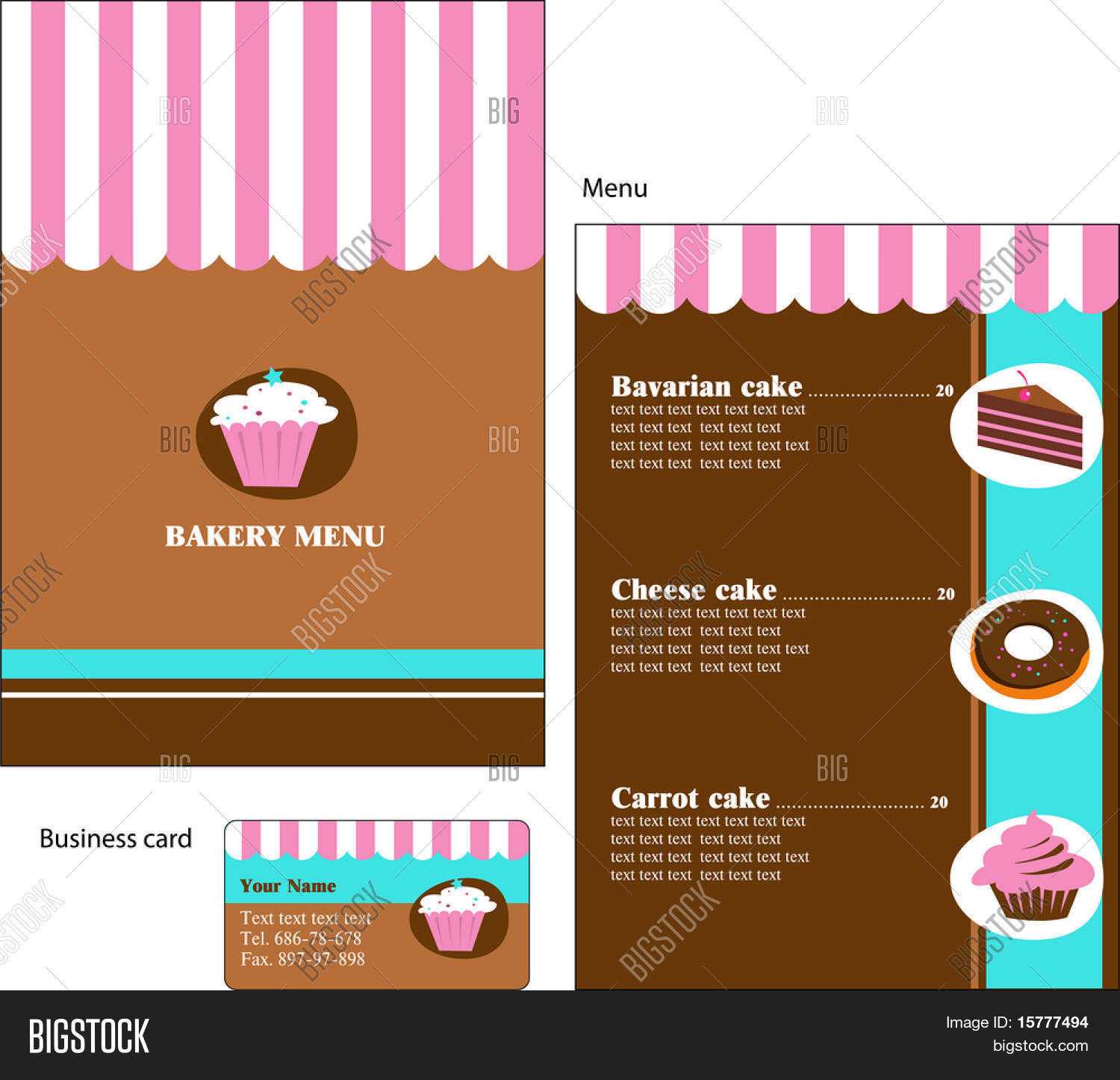 Template Designs Menu Vector & Photo (Free Trial) | Bigstock With Cake Business Cards Templates Free