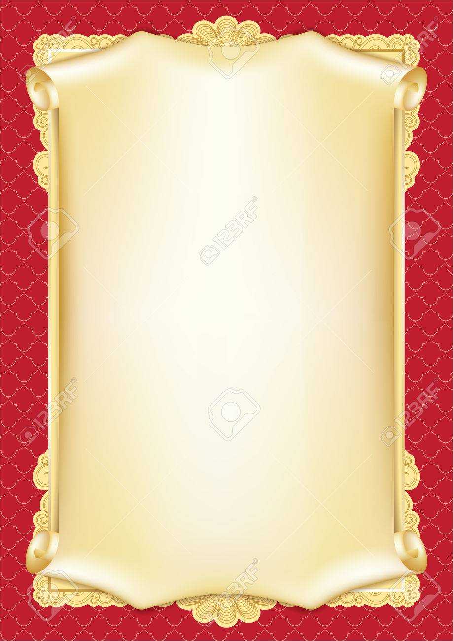 Template For Diploma, Certificate, Card With Scroll And Decorative.. Regarding Certificate Scroll Template