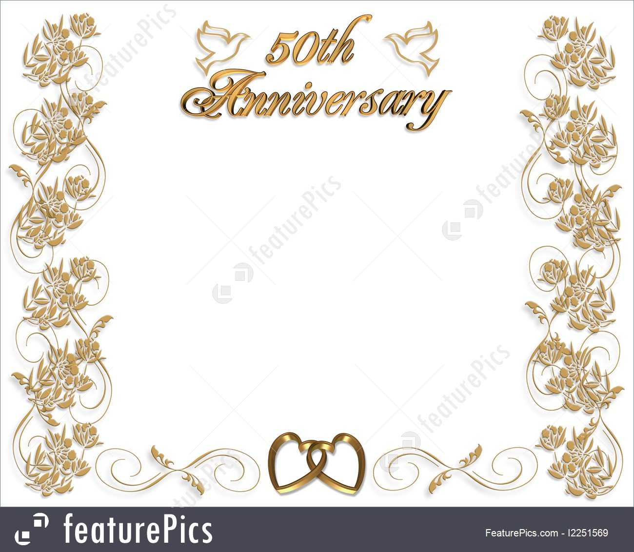 Templates: Wedding Anniversary Invitation 50 Years – Stock Illustration  I2251569 At Featurepics Throughout Template For Anniversary Card